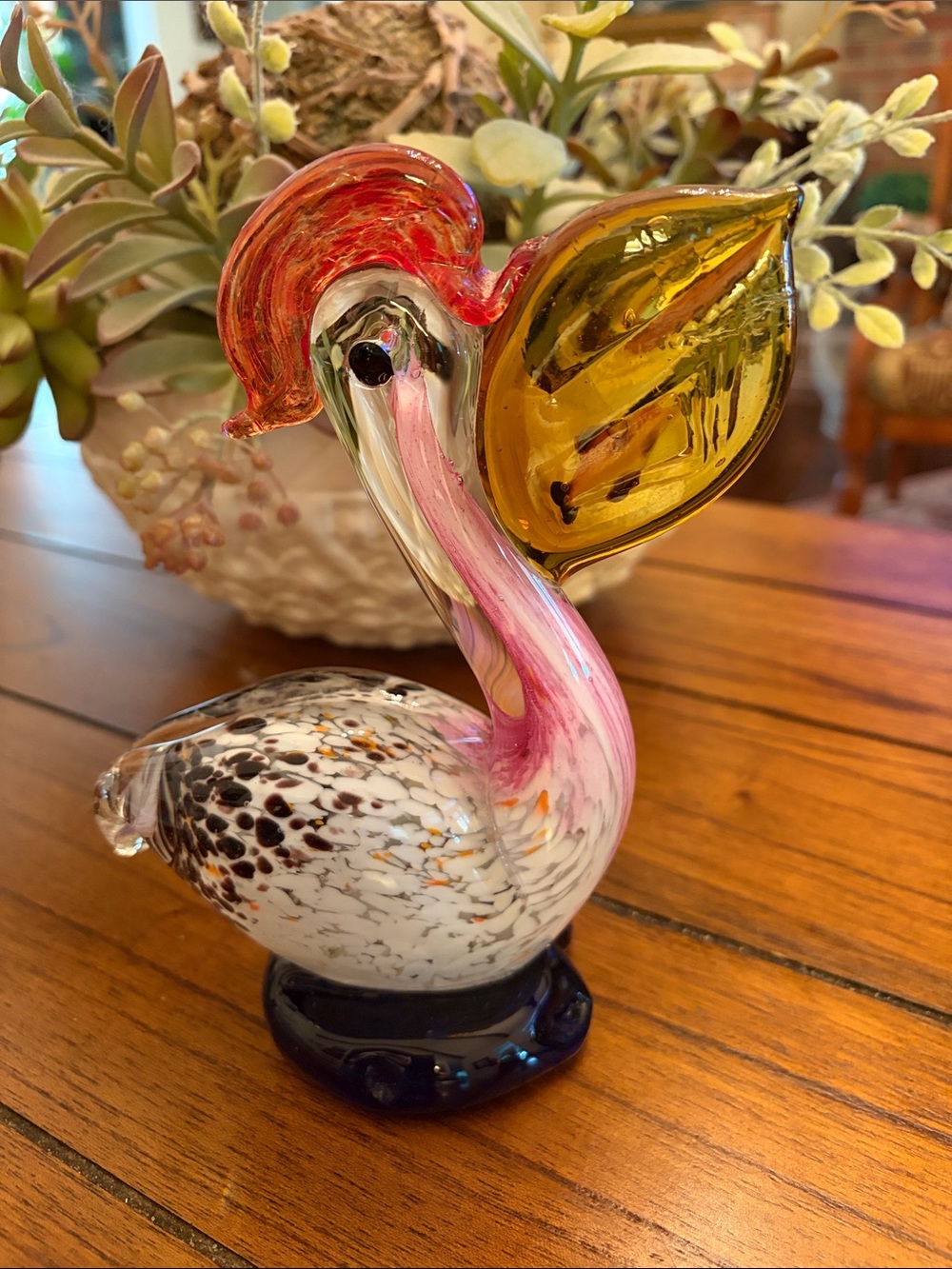 Murano glass pelican figurine.